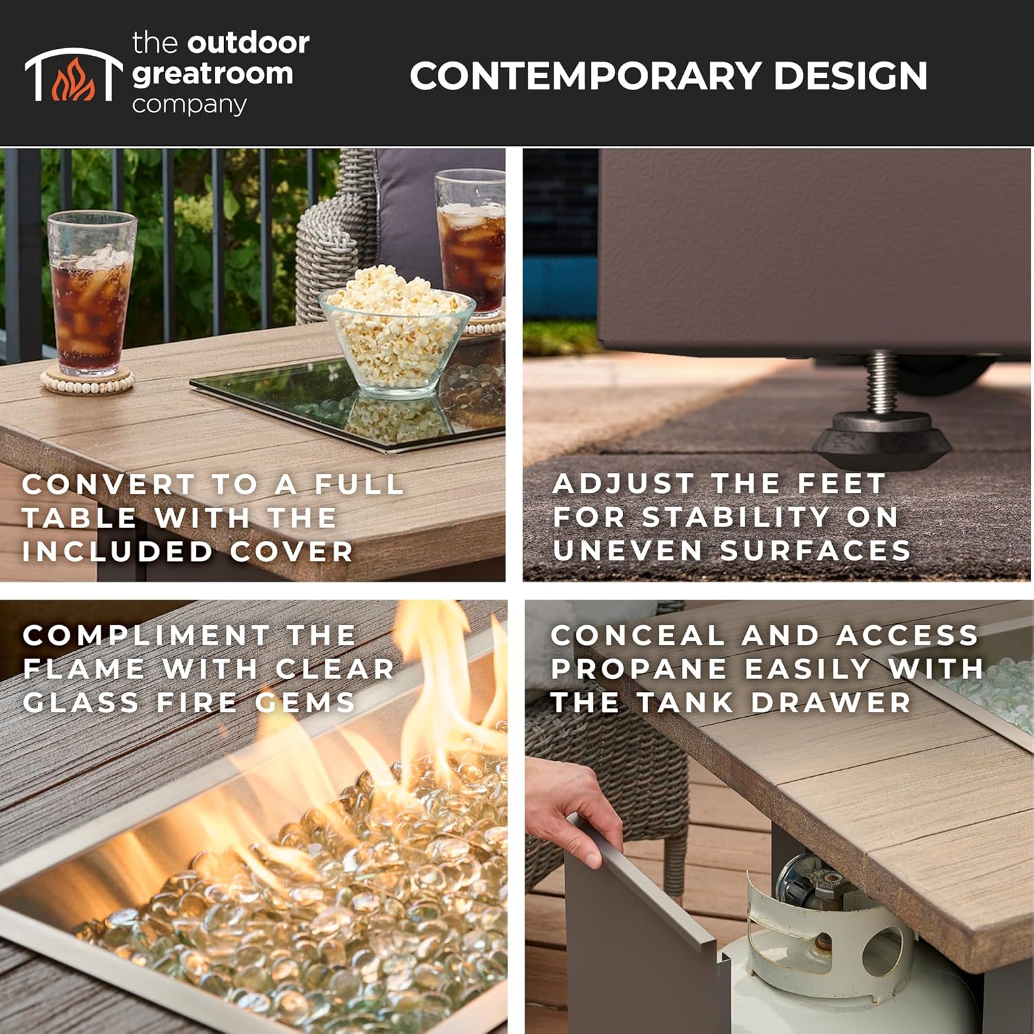 Outdoor GreatRoom Co Propane Fire Pit Table 44