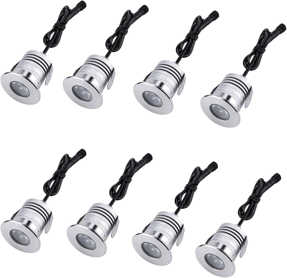 3W Dimmable Underwater Spotlight - Embedded Low Voltage Landscape RGB Stainless Steel Colorful Swimming Pond Boat Light, DC12-24V Pool Fountains Light for Above Ground Pools(3000k,8PCS)