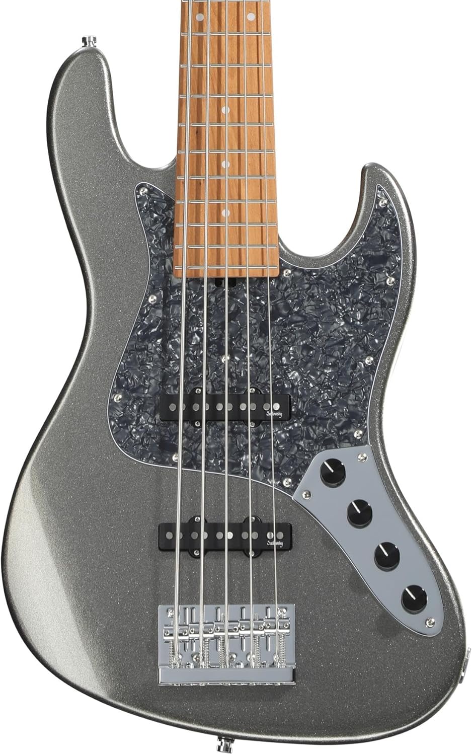 Sadowsky MetroExpress Vintage JJ 5-string Bass Guitar - Solid SIlver Metallic, Maple Fingerboard