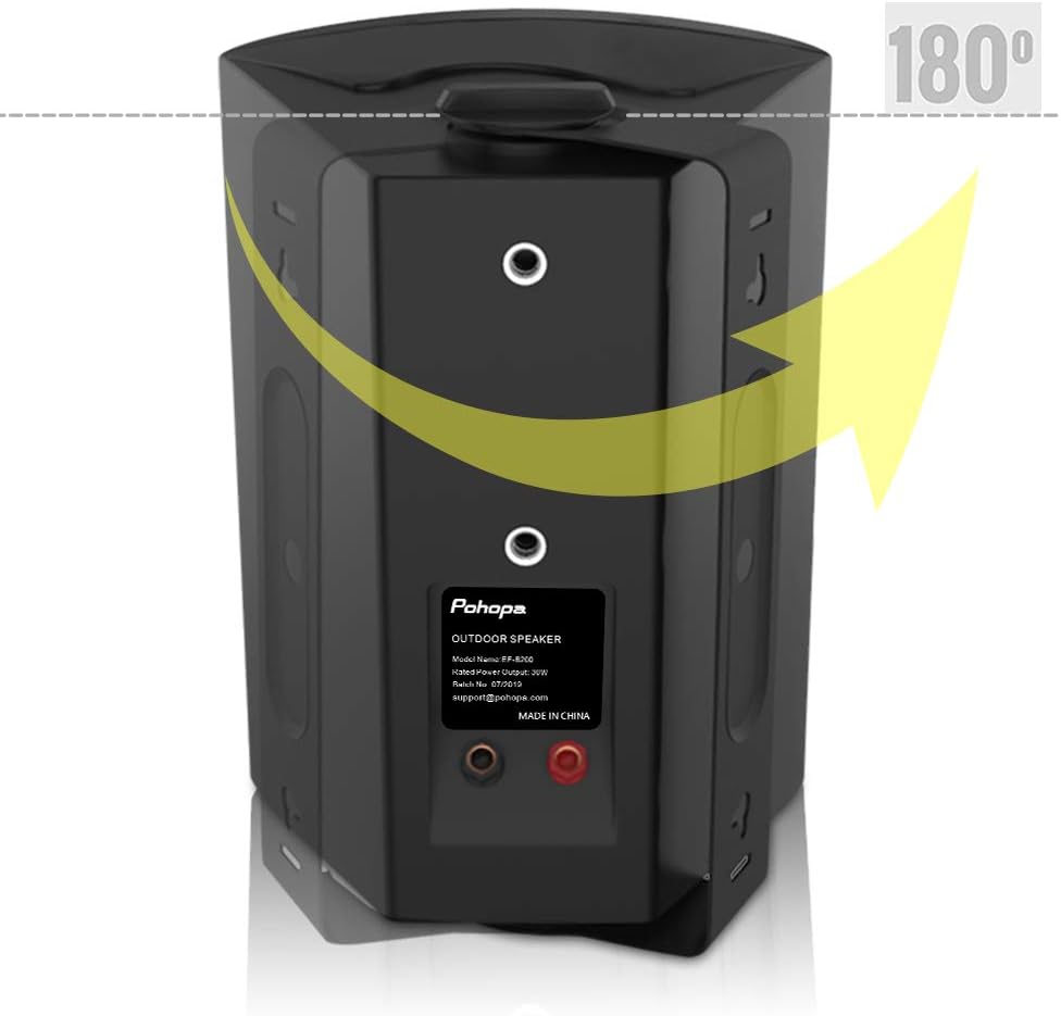 pohopa 5.25 Inch Outdoor Speakers with Bluetooth Stereo Amplifier Receiver | All-Weather Durability | Broad Sound Coverage | Speed-Lock Mounting System (Black)