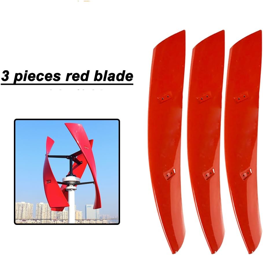 Fiberglass Windmill Blade Vertical Axis Wind Turbine Generator Blades for DIY Wind Power Projects White/Red/Green,Red,3 Pieces