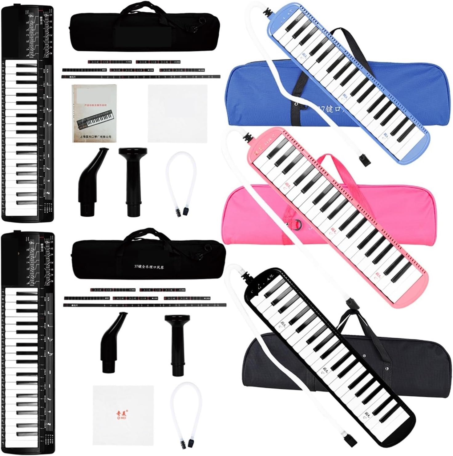 Melodica 37 Key Melodica Adult Beginner Players Portable Tone Piano Mouth Organ Harmonica Pianica Keyboards Instrument(QM-37)