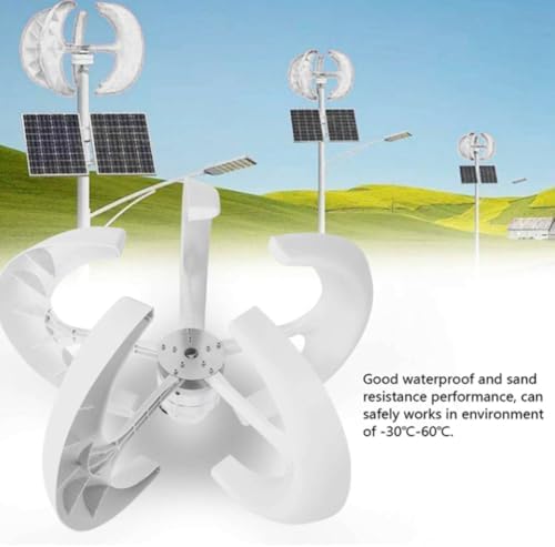 6000W Vertical Axis Wind Turbine Generator Kit - Eco-Friendly 5-Blade Horizontal Wind Turbine with Charge Controller for Low Wind Speeds (2M/S) - Energy Efficient Solution