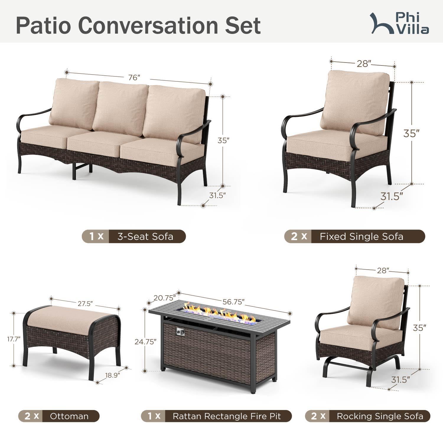 Patio Furniture Set with 56