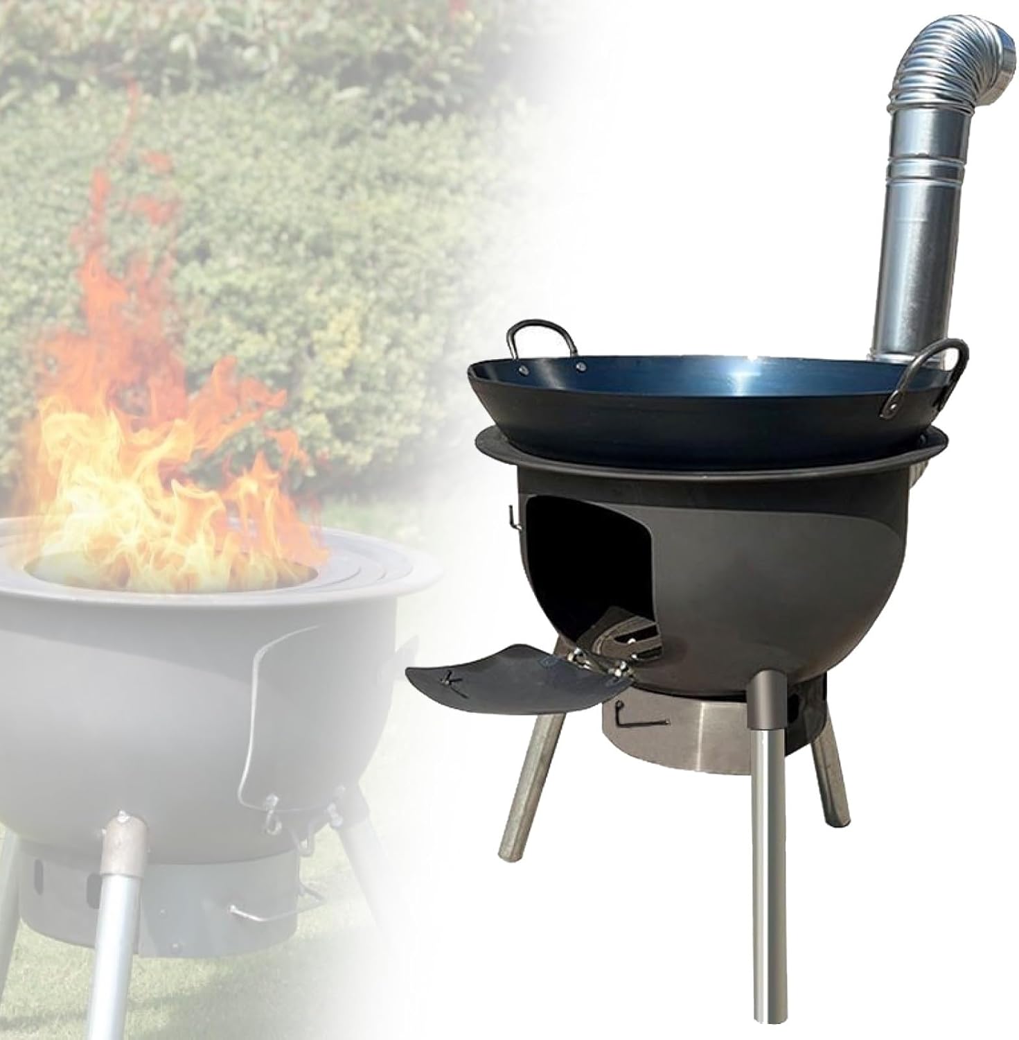 Portable Fire Pits Large Carbon Steel Wood Burning Stove Wood Portable Firepit for Camping Gear Survival Gear Backyard Cooking Camping Grill(68x58cm/26.8x22.8in)