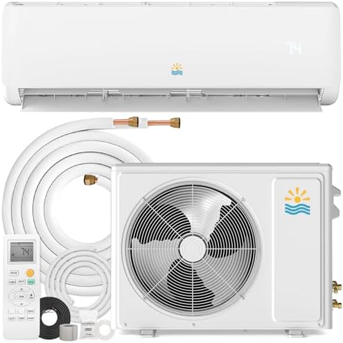 Mini Split Ac/Heating System - 18000 BTU Wall Mounted Mini Split Air Conditioner with Heat Pump, 19 SEER2 230V Energy Efficient Ductless Ac Unit Up to 1250 Sq (18000BTU, 19 SEER2)