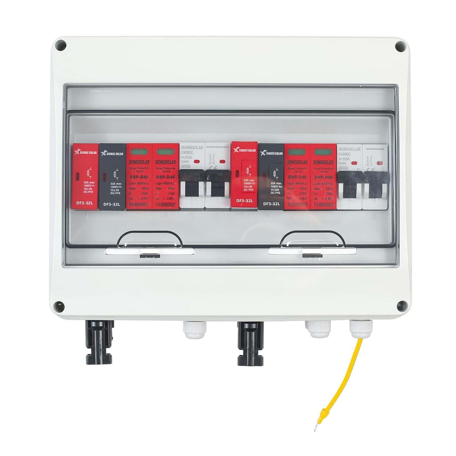 63A 600V DC PV Solar Disconnect Switch, IP66 Waterproof & Lightning Protection & Anti-UV Solar Circuit Isolator Combiner Box for Solar Panels