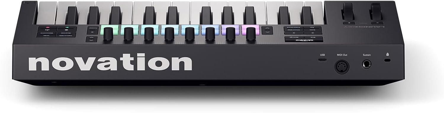 Audiosavings Bundle: Novation LAUNCHKEY 25 MK4 25-Key USB MIDI Ableton Live Keyboard Controller Bundle with Rockville PRO-M50 Studio Headphones w/Detachable Coil Cable & Case+Extra Ear Pad (2 Items)