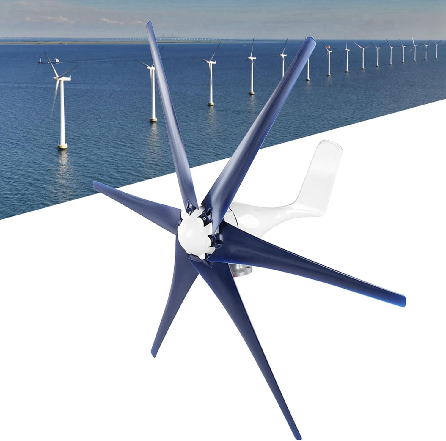 800W Wind Generator Kit 6 Blade Industrial Machinery Machine Professional Wind Turbines Small Windmill Generator (white 24V)