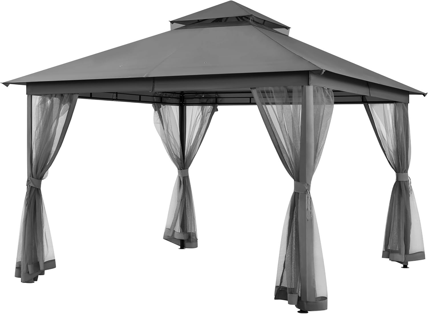 Yaheetech Patio Gazebo - 11x11 ft Outdoor Shelter Tent with Vented Top & Mesh Sidewalls & Drainage Holes, Water-Resistant for Garden/Backyard/Deck/Lawn (Dark Gray)