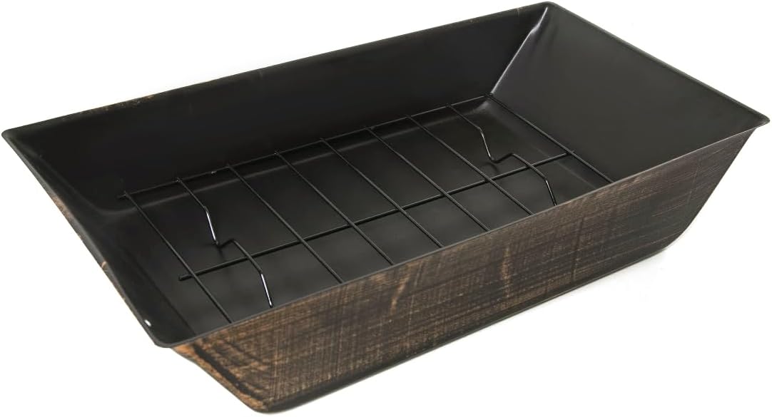 37-Inch Antique Brass Outdoor Wood Burning Fireplace, Rectangular Steel Fire Pit with Chimney, Spark Screen, Log Storage & Poker, Patio Garden Backyard Fireplace