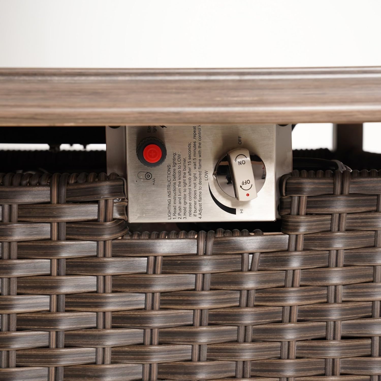 Fangflower Fire Pit Table 43 Inch, 50,000 BTU Outdoor Stainless Steel Propane Firepit with Lid/Lava Rock/Adjustable Flame for Patio, Garden, Backyard,Square, Black