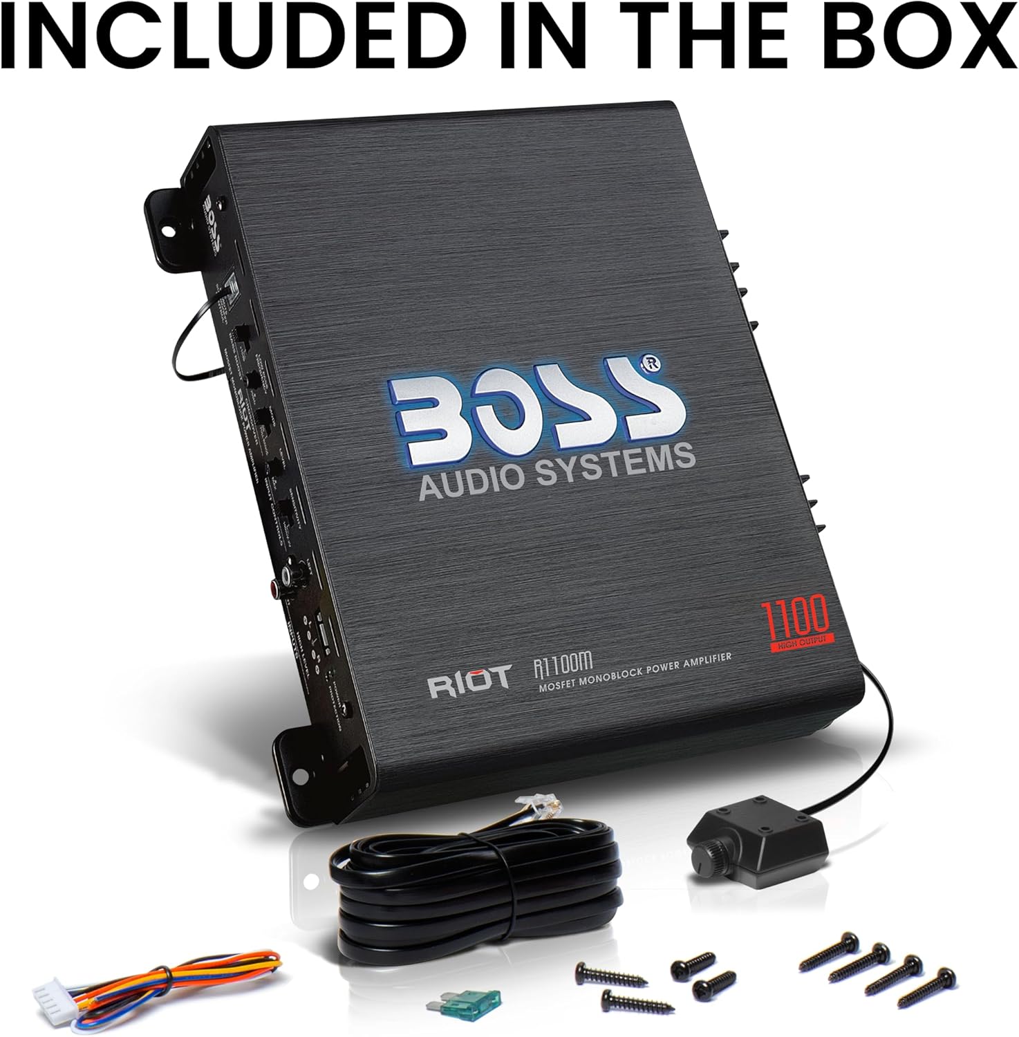 BOSS Audio Systems R1100M Monoblock Car Amplifier - 1100 High Output, 2-8 Ohm Stable, Low/High Level Inputs, Low Pass Crossover, MOSFET Power Supply