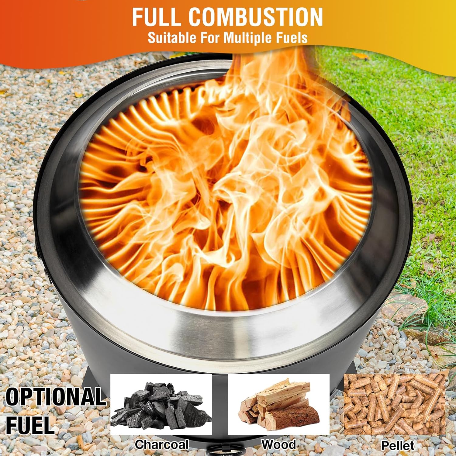 Smokeless Fire Pit Outdoor Portable Wood Burning Bonfire for Camping Gatherings Patio