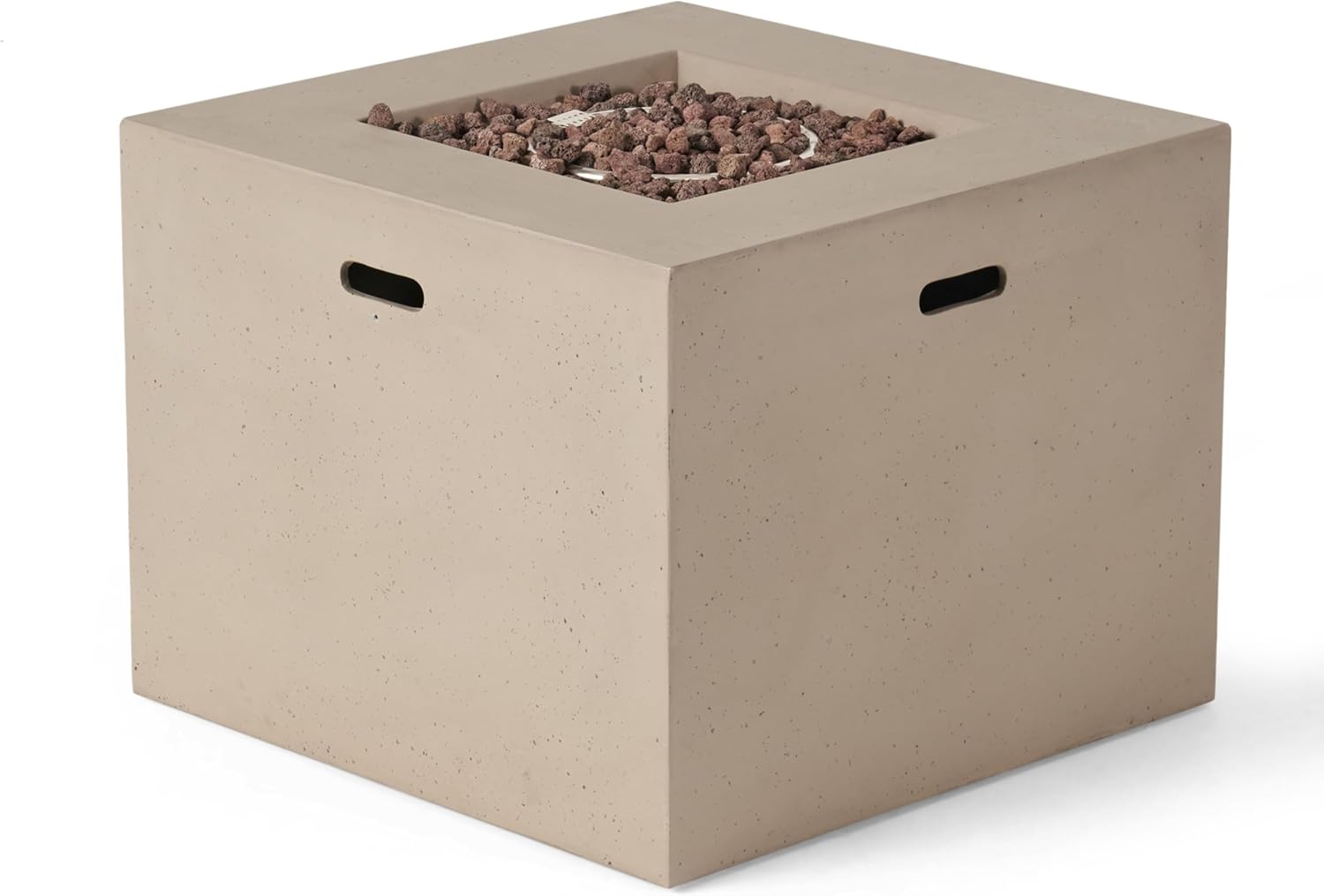 31 Inches Square Fire Pit, 40,000 Btu Outdoor Propane Fire Table, Modern Light Grey Design, Patio, Deck, Backyard Gatherings (1 Doors)