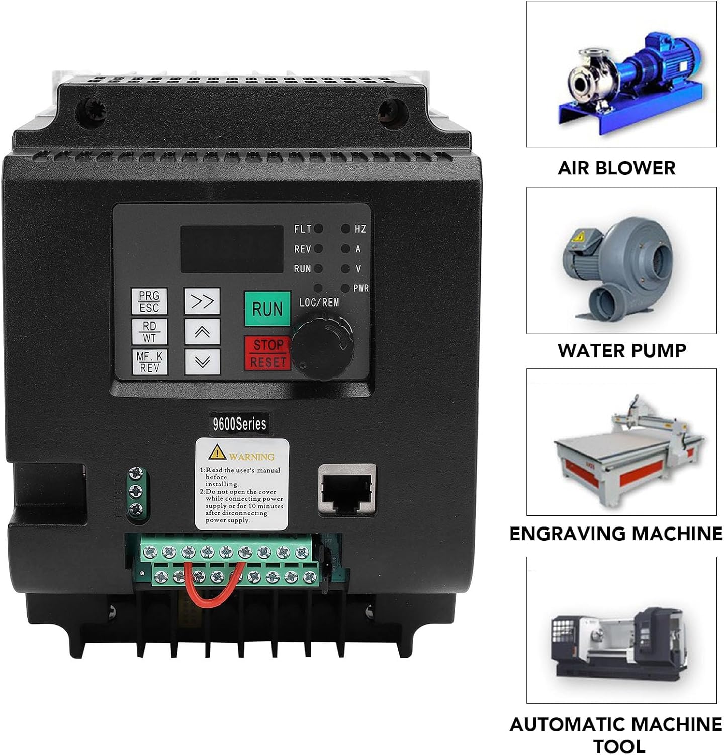Eujgoov Solar Inverter 4KW 1PH with Variable Frequency Drive Speed Controller for Photovoltaic Pump Single Phase Cooling PC System Control, MPPT Solar Photovoltaic System
