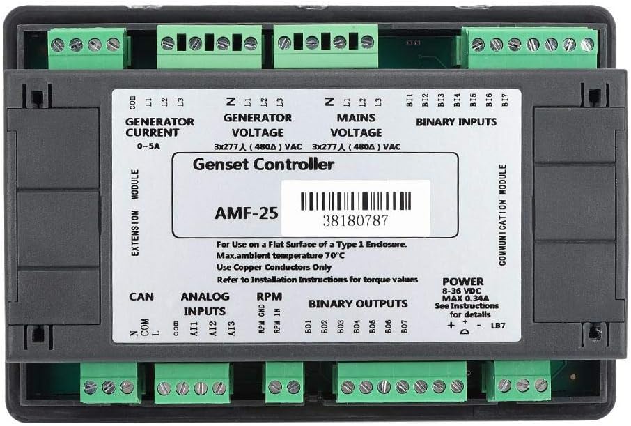 Jectse Generator Set DC 8-35V AMF-25, Controller with Automatic/Manual Start, Generator Set Measurement, Electric Start, Advanced Control and Monitoring