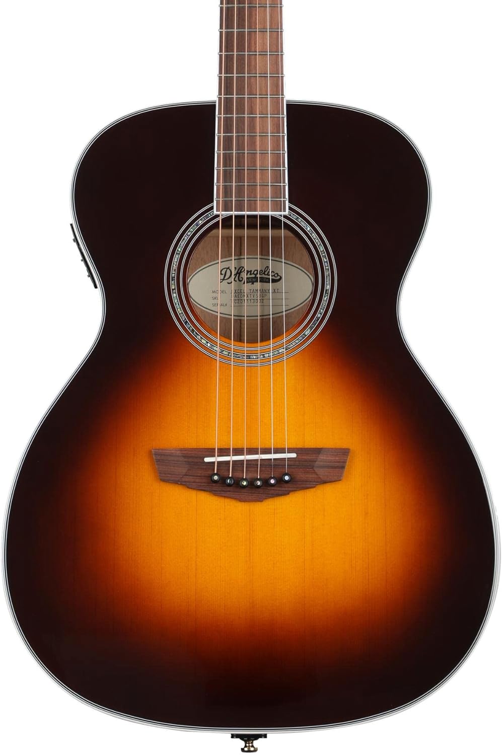 D'Angelico 6 String Acoustic-Electric Guitar, Right, Vintage Sunburst (DAEOMXTVSBGP)