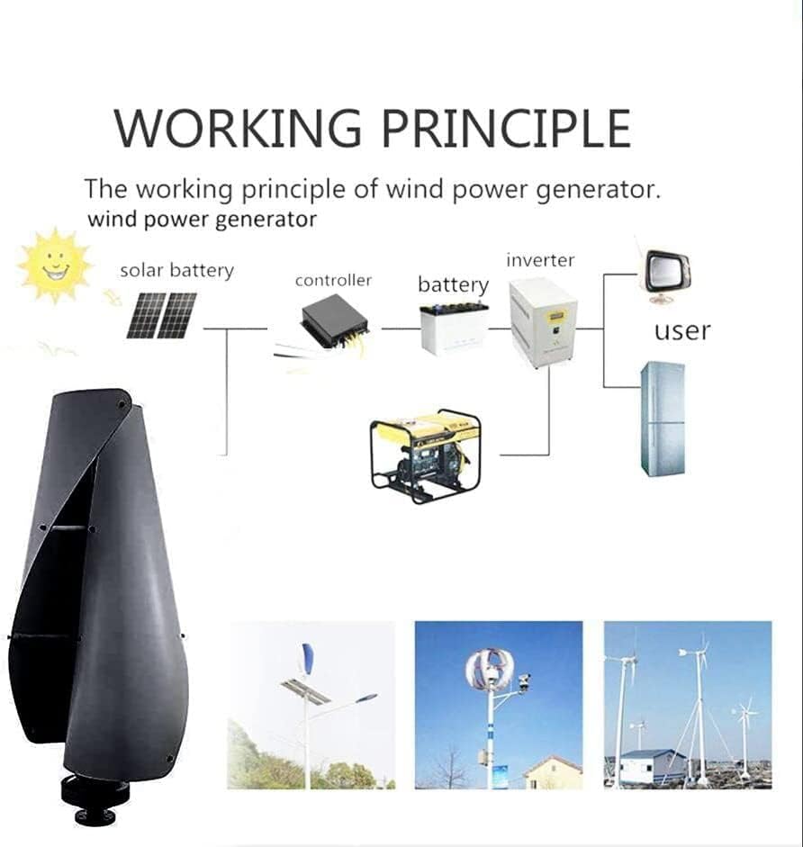 LiuSj JUnSt 9000W Easy to Install Vertical Wind Turbine Generator, 12V 24V 48V with Controller 3 Phase with 2 Blades Home Use Windmill Household Small Wind Turbine Kit