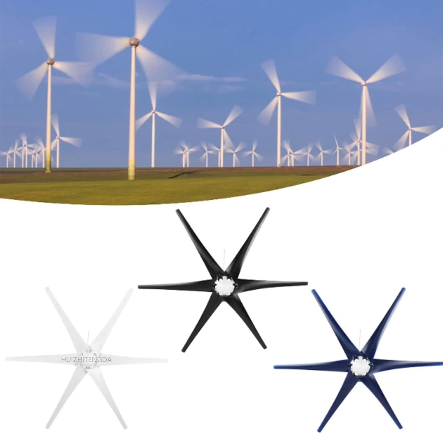 8000W 6 Blades Horizontal Wind Turbine Kit, Horizontal Windmill 12V 24V 48V Generator Wind Power System with Controller for Homeuse (White)