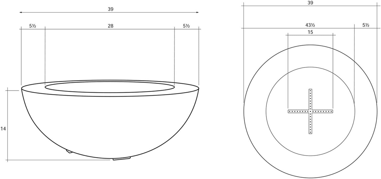 Prism Hardscapes Moderno 6 Concrete Gas Fire Pit (PH-440-5NG), Natural Gas, Ultra White, 39-Inch