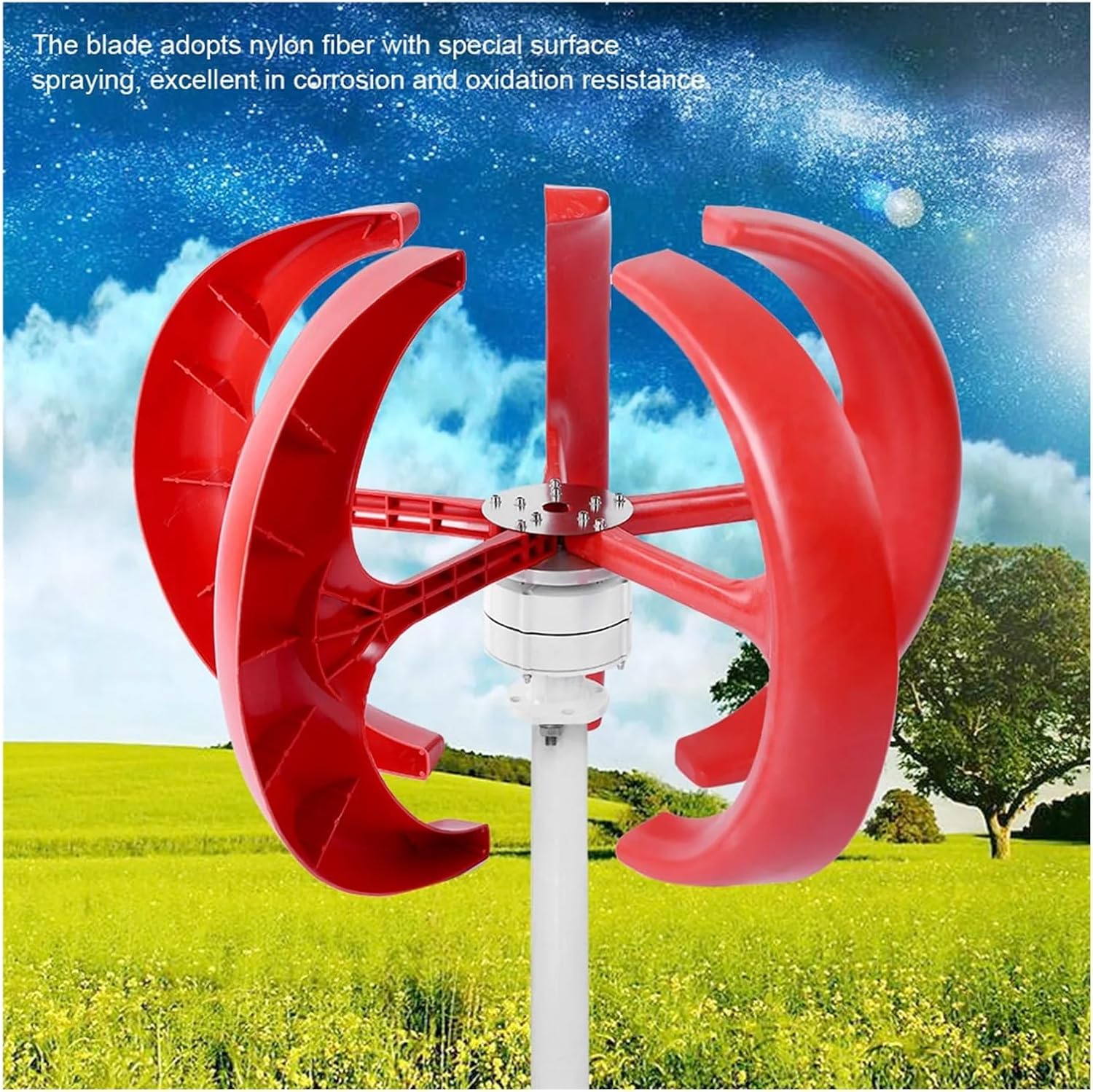 Vertical Axis Wind Turbine 5 Blade 600W DC12V Wind Turbine Vertical Wind Generator Kit Electricity Producer Equipment White Low Starting Speed for Home(White)