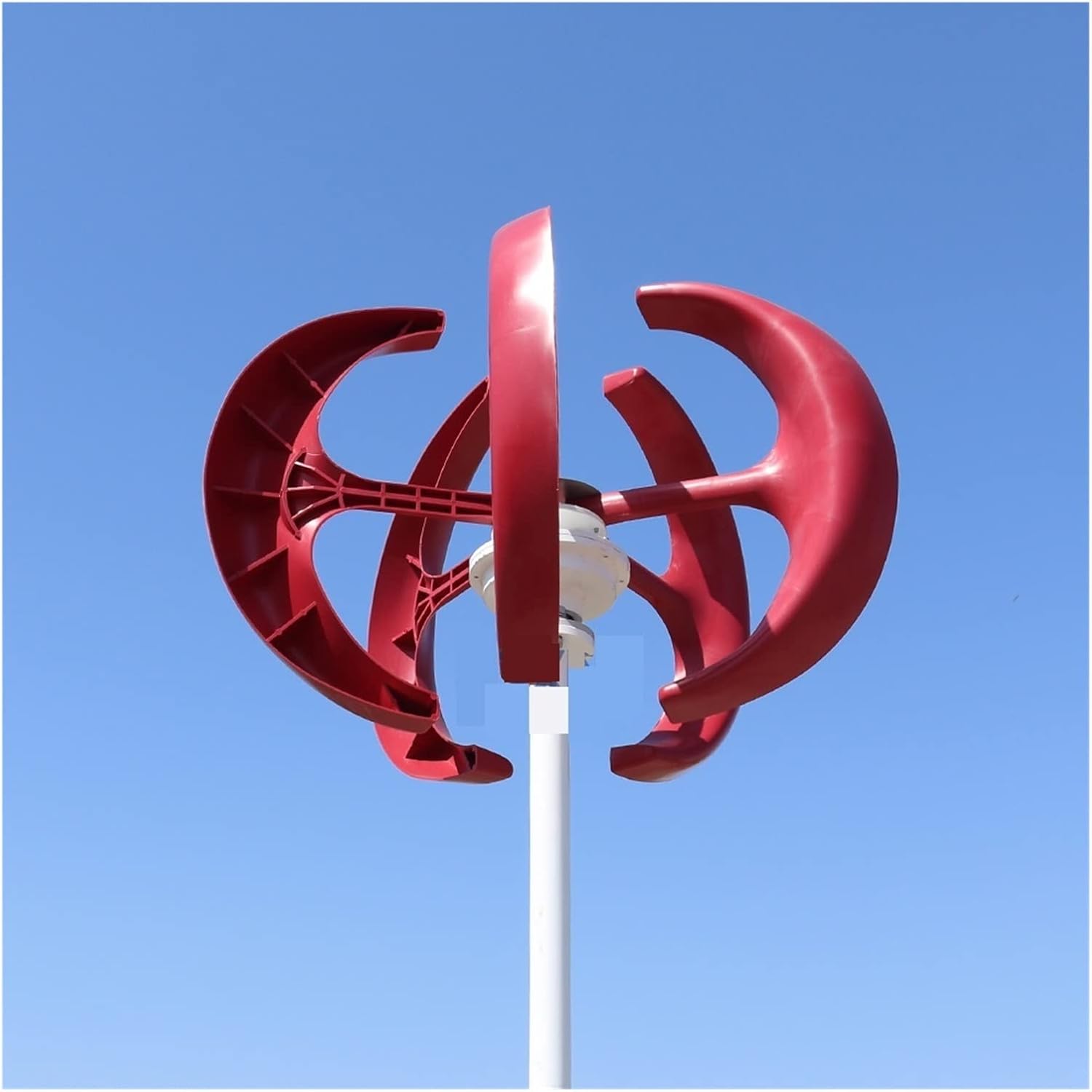 Wind Turbine Generator, 5000W 8000W Vertical Axis Wind Turbine 12V 24V48V Windmill Motor Quick Start Home Farm Hybrid Street Light With MPPT Controller for Boats, Gazebos, Chalets, or Mobile Homes(Red