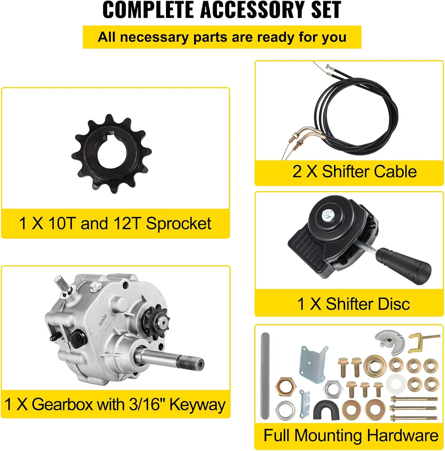 VEVOR Go Kart Forward Reverse 212cc Gear Box, 30 Series Torque Converter, 10T #40/41 12T #35 Go Karts Accessories TAV2 30 40 41 for 2HP-13HP Engine, Transmission Local Honor, 3 Shift Modes