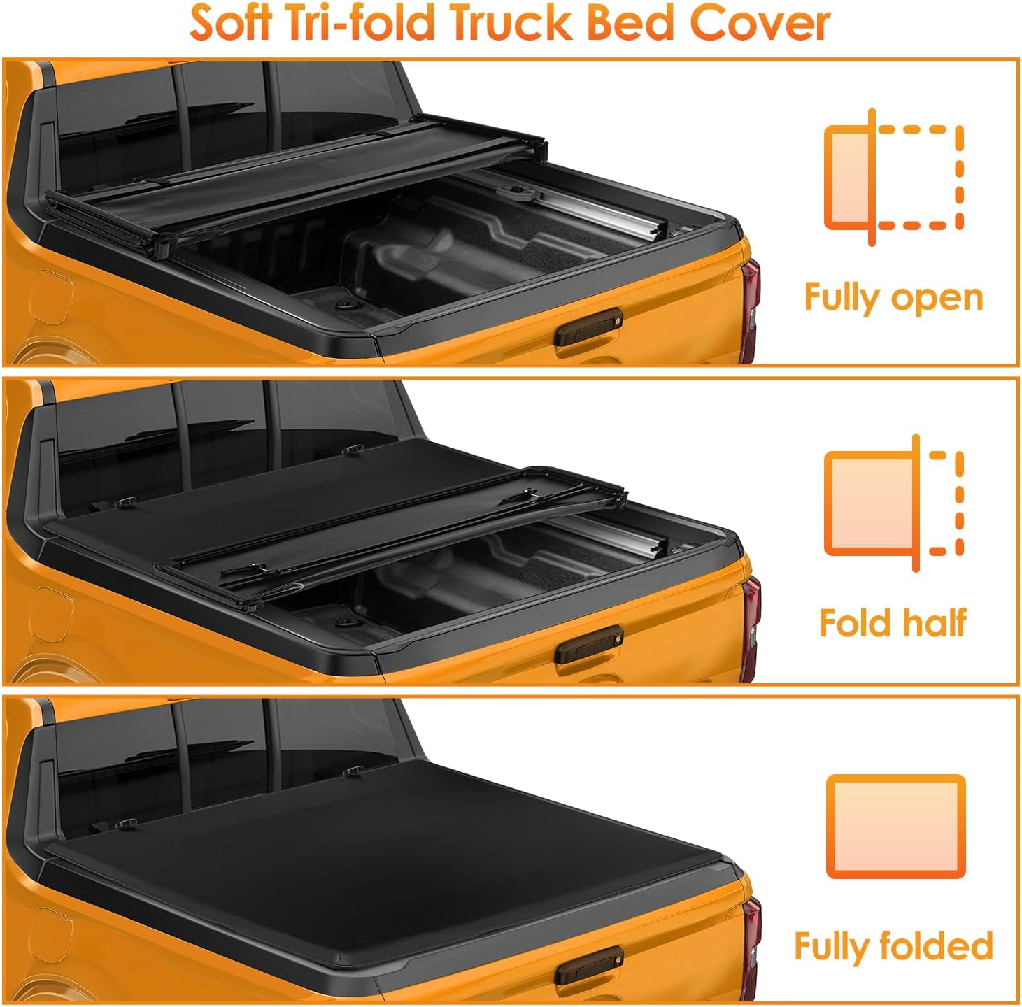 Nilight Soft Tri-fold Truck Bed Tonneau Cover Compatible with Jeep Gladiator JT 2020 2021 2022 2023 2024 2025-5ftr