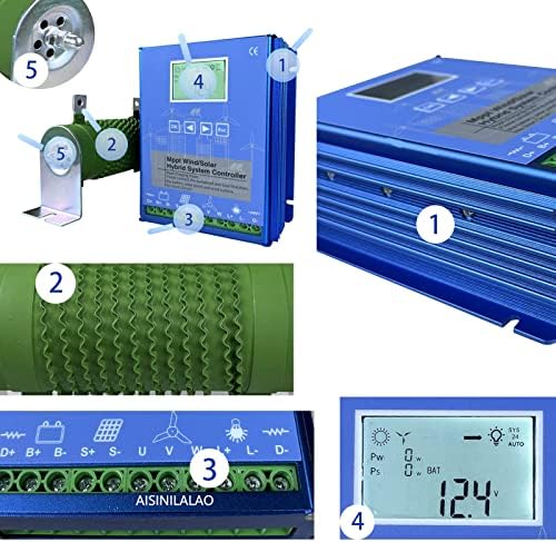 12000W Wind Solar Hybrid System - MPPT Charge Controller with Dump Load, Auto Regulator for 12V, 24V, 48V Wind Turbine Generator, Efficient Renewable Energy Solution