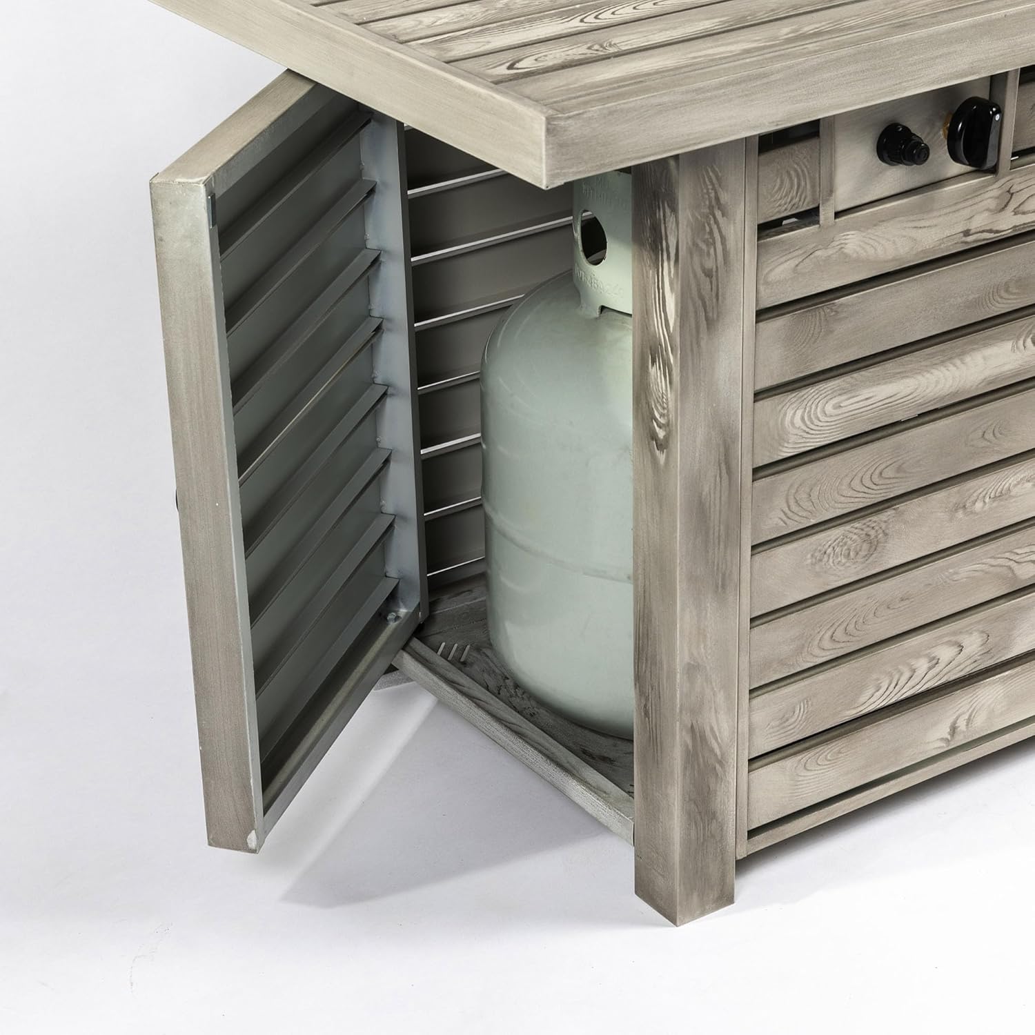 54inch Outdoor Fire Table Steel Fire Pit Table with Wood Grain