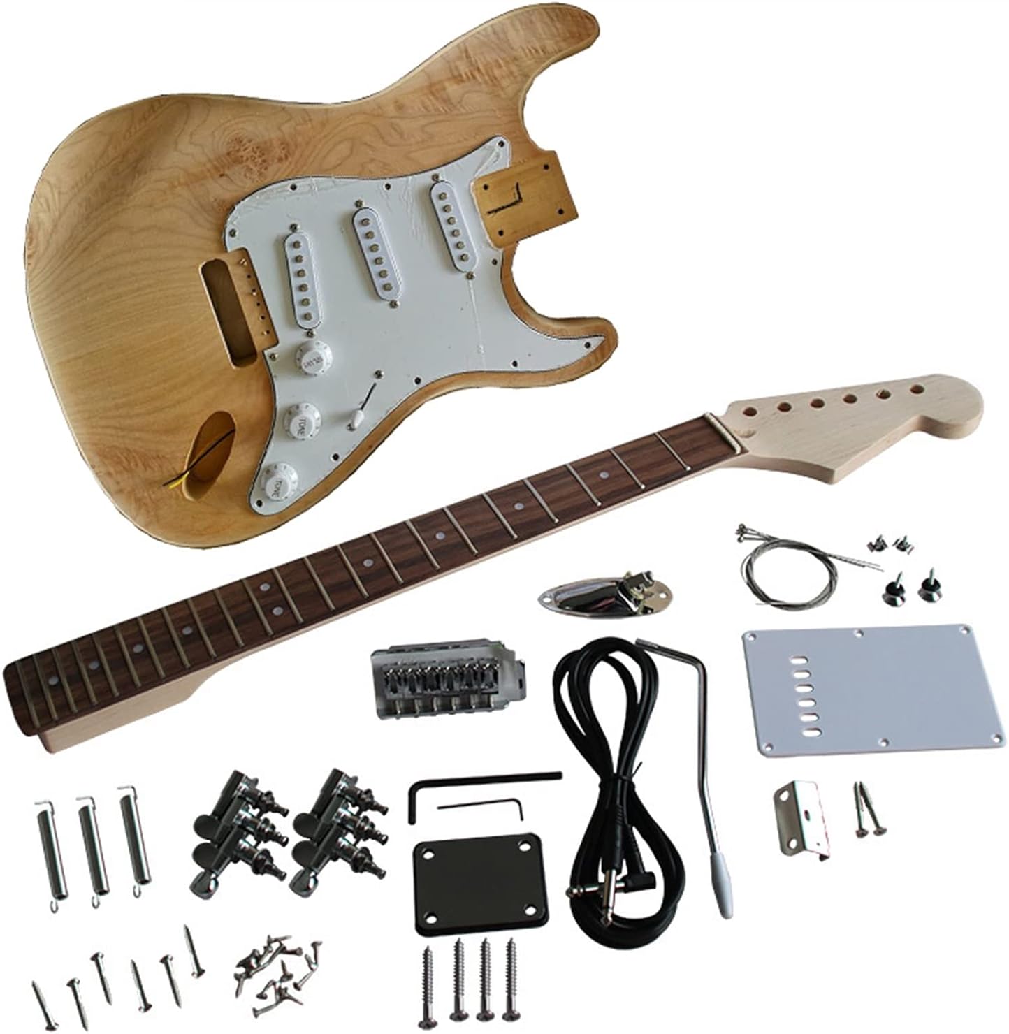 TSTS Electric Guitar Making Material Accessorie Maple Veneer Hard Maple Neck DIY Guitar Kit Unfinished Electric Guitar Kit (Color : 01)