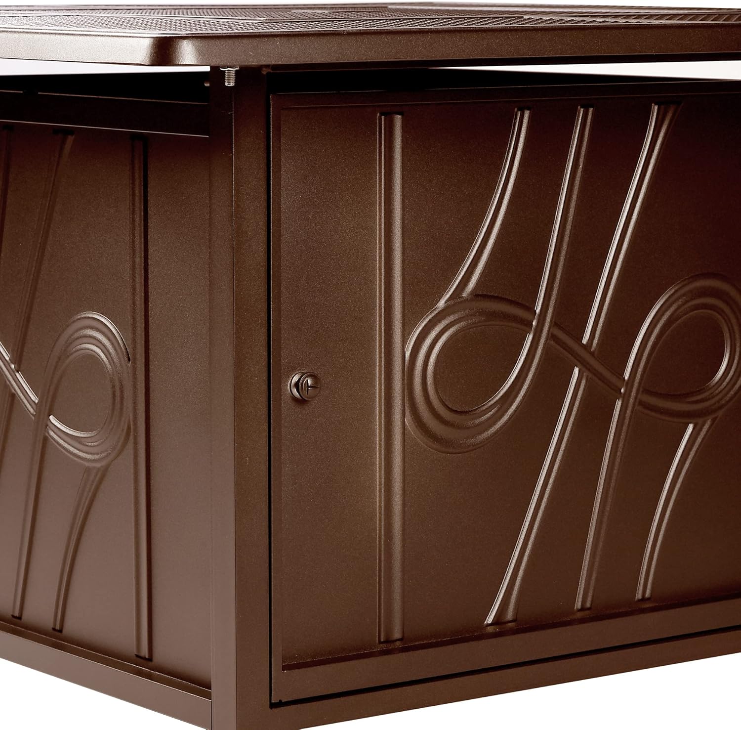 Square 42 in. x 42 in. Aluminum Propane Fire Pit Table with Glass Beads, Two Covers, Lid, 57,000 BTUs in Brown Finish