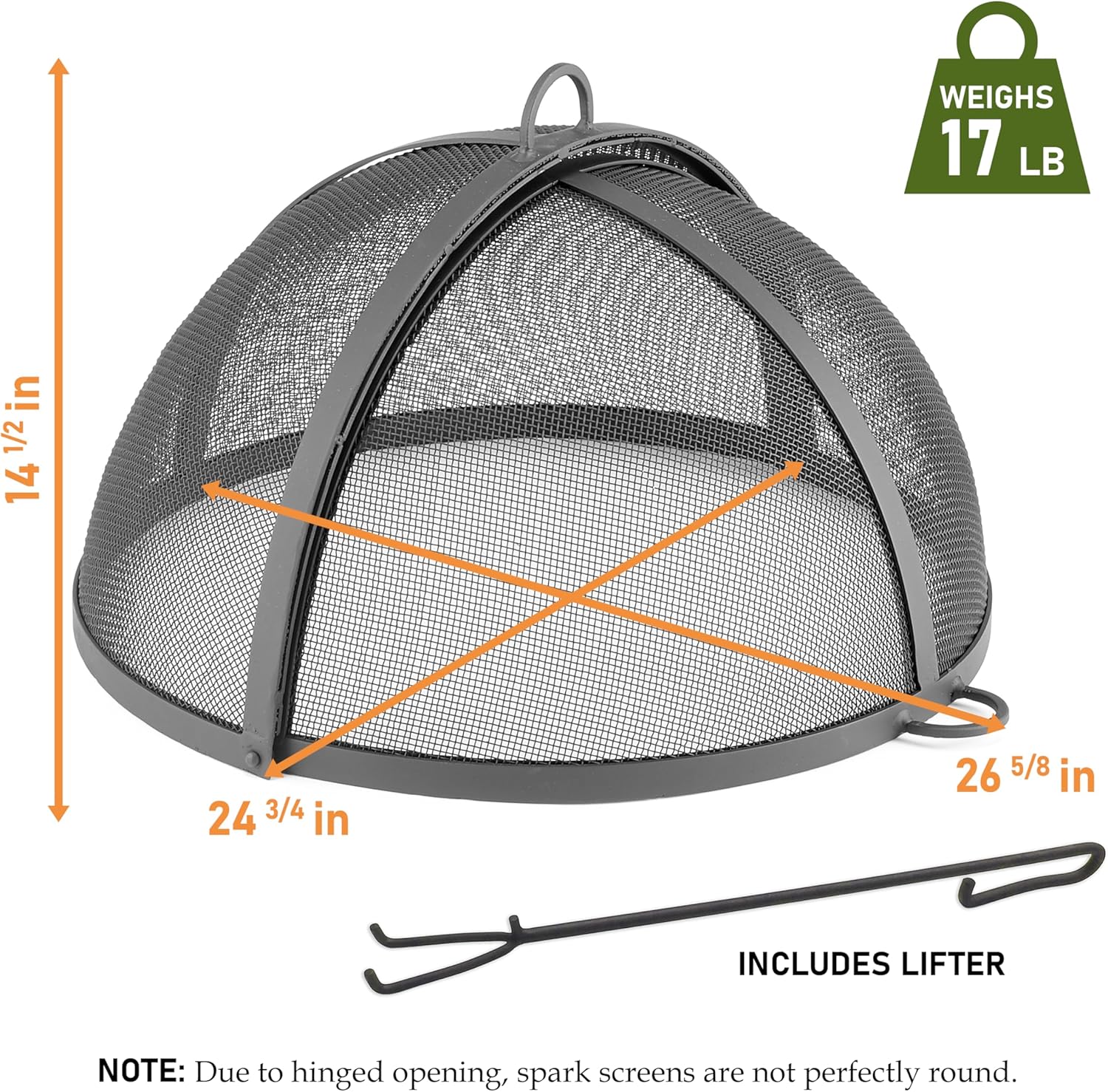Good Directions 774 Heavy Duty Pit Spark Fire Screen Hinged for Easy Access, 24 Inch
