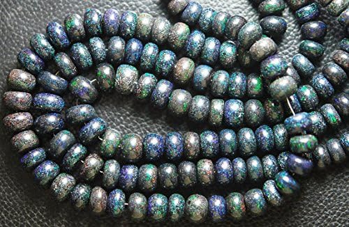 219 cts, 16 inches long, super rare australian natural black matrix opal rondelles 7-11mm