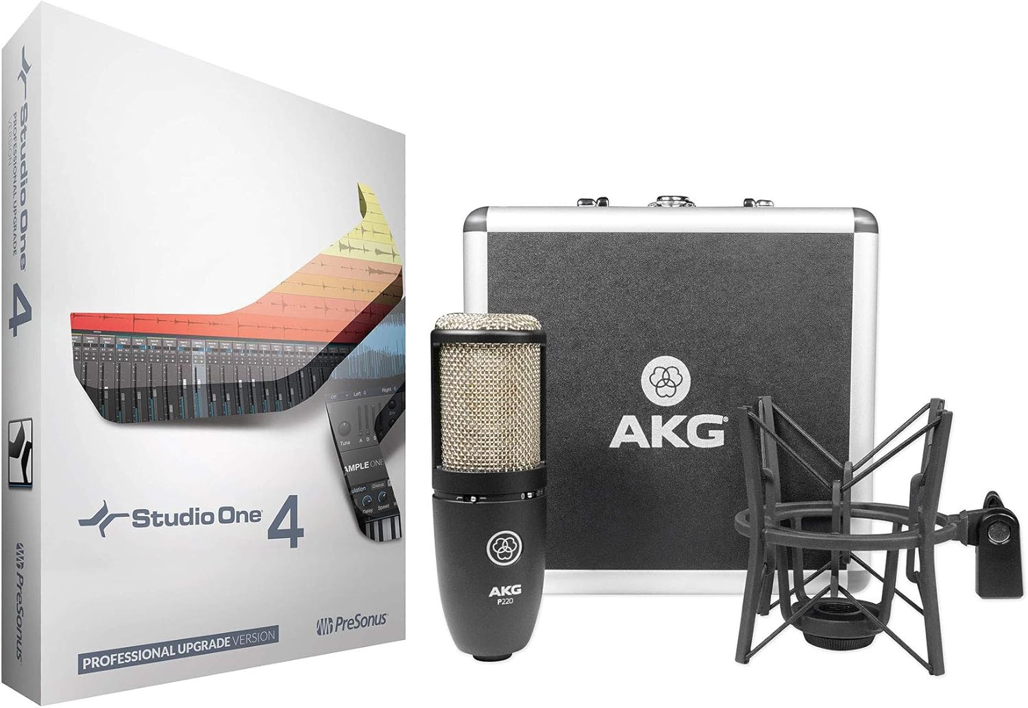 Presonus Studio One 4 Pro Upgrade from Artist/Producer+AKG Mic+ShockMount+Case