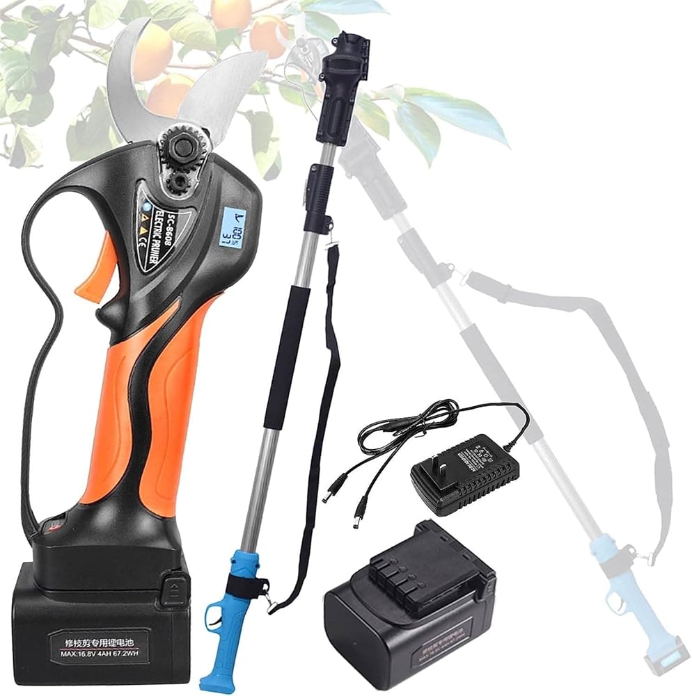Electric Pruning Shears, Extendable Tree Pruning Pruner 16.8V Cordless Electric Pruning Shears, 32mm SK5 Blades, Cut Electric Pruner Battery Powered, LCD Display Screen,WithoutExte