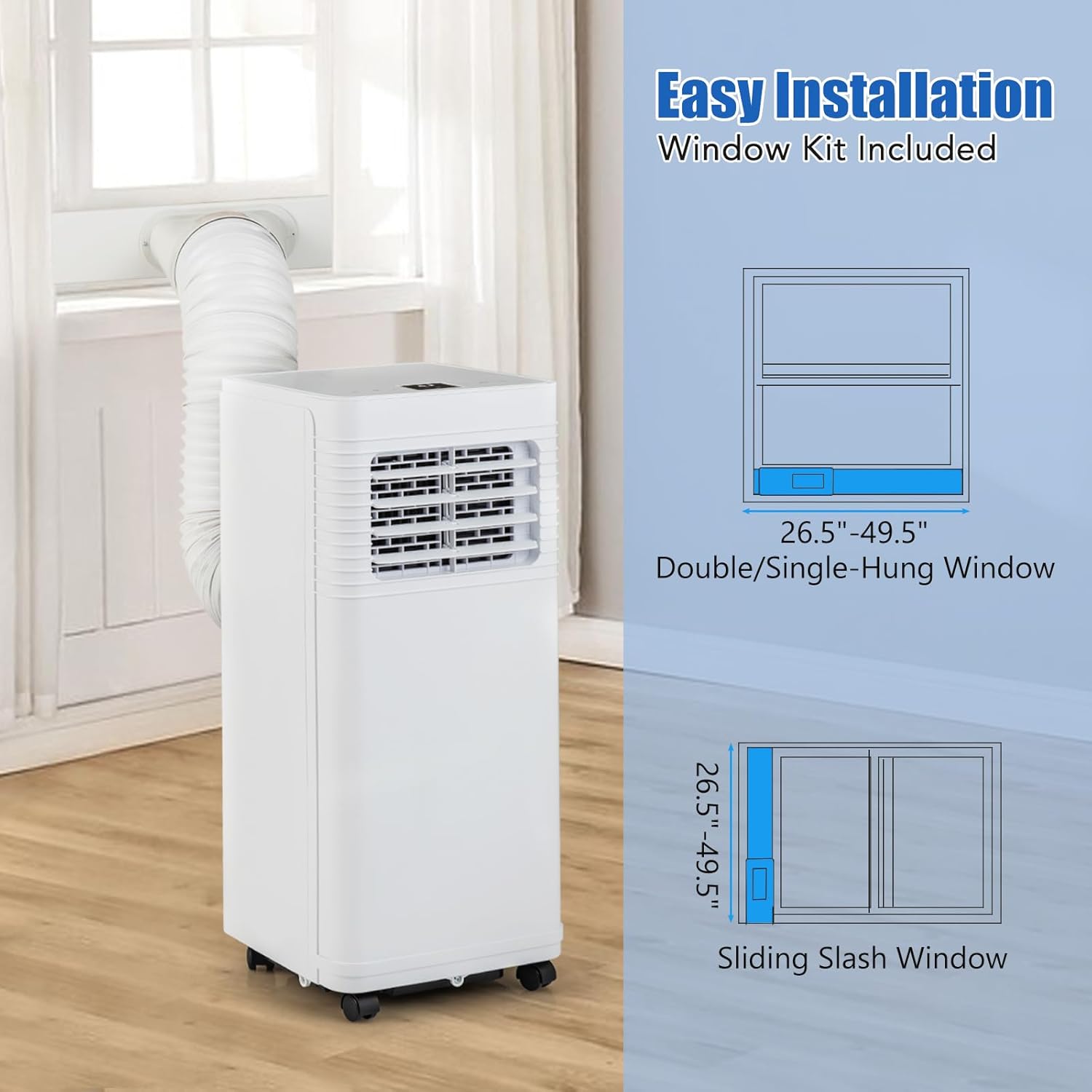 SIMOE Portable Air Conditioner, 8000BTU Portable AC for Cooling up to 250 Sq.Ft, 3 in 1 AC Unit with Fan & Dehumidifier Mode, Suitable for Bedroom, Sleep Mode & 24H Timer, Living Room