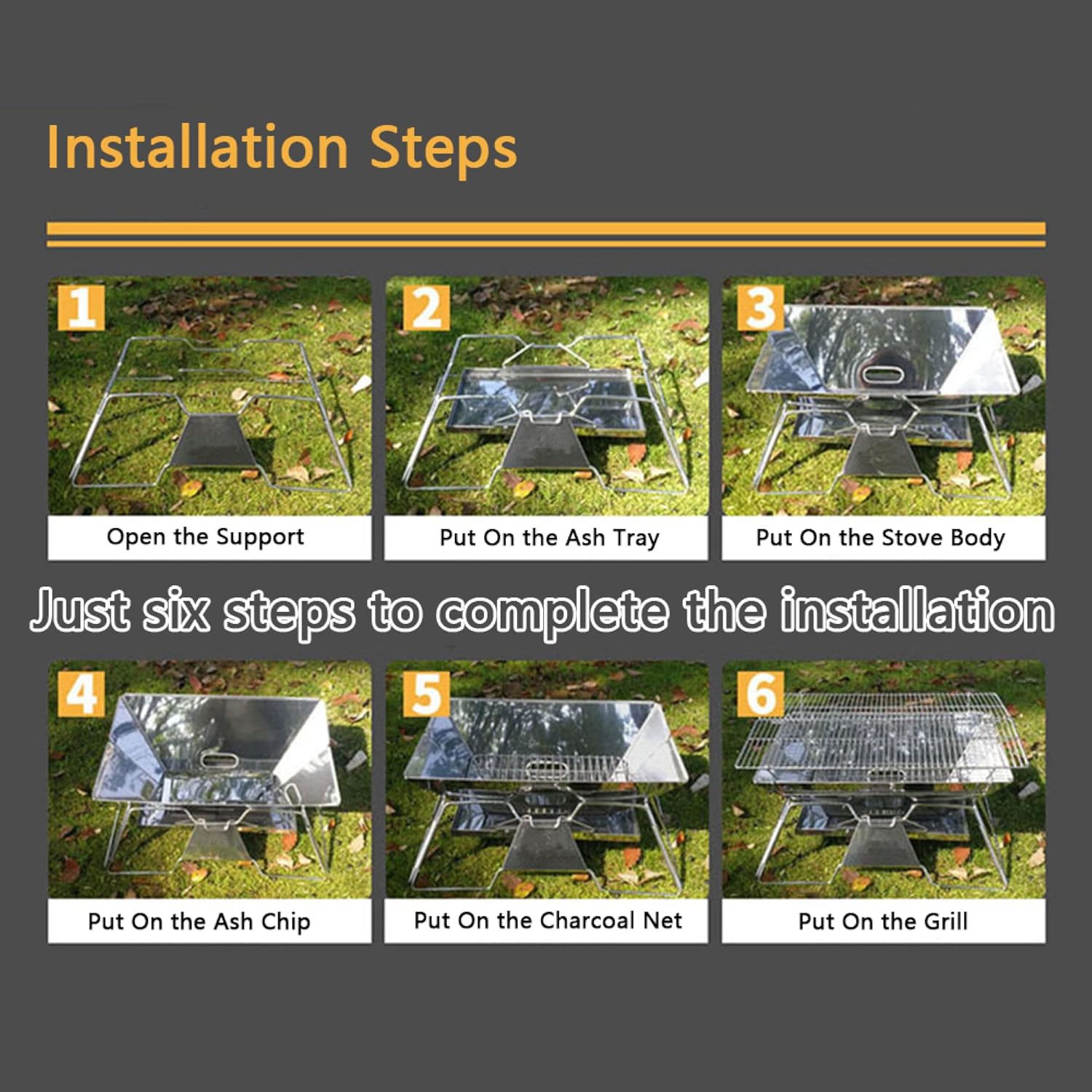 Folding Campfire Grill with Carrying Bag, Stainless Steel Campfire Pit Outdoor Wood Stove Burner Camping Charcoal BBQ Grill for Outdoor Travel (Rectangular)