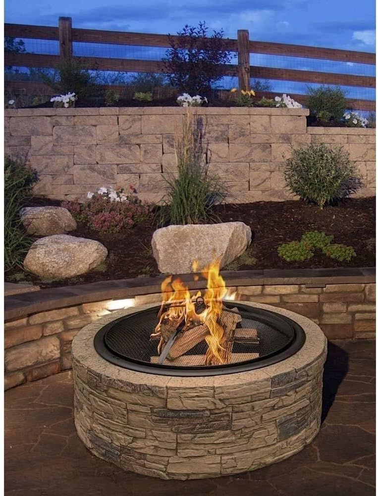 Fire Pits Outdoor Wood Burning Round Large Fire Pit for Ground, Patio, Deck, Lawn, Outdoor or Campsite Fire Pits with Cover BBQ Cooking for Outside Camping Backyar