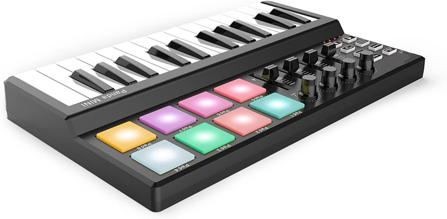 Keyboard Piano 25-Key Ultra-Portable USB MIDI Keyboard Controller 8 Colorful Backlit Trigger Pads