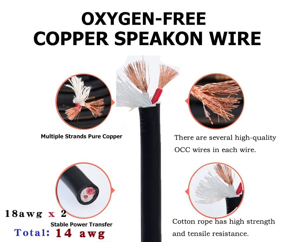 speak on 2Pcs Professional Speakon to 1/4 Inch ts Speaker Cable for pa jack Pair 18 awg Gauge Male Audio port plug Amplifier Connection dj amp Heavy Duty bocina Cord Wire ft with Twist Lock(70 feet)