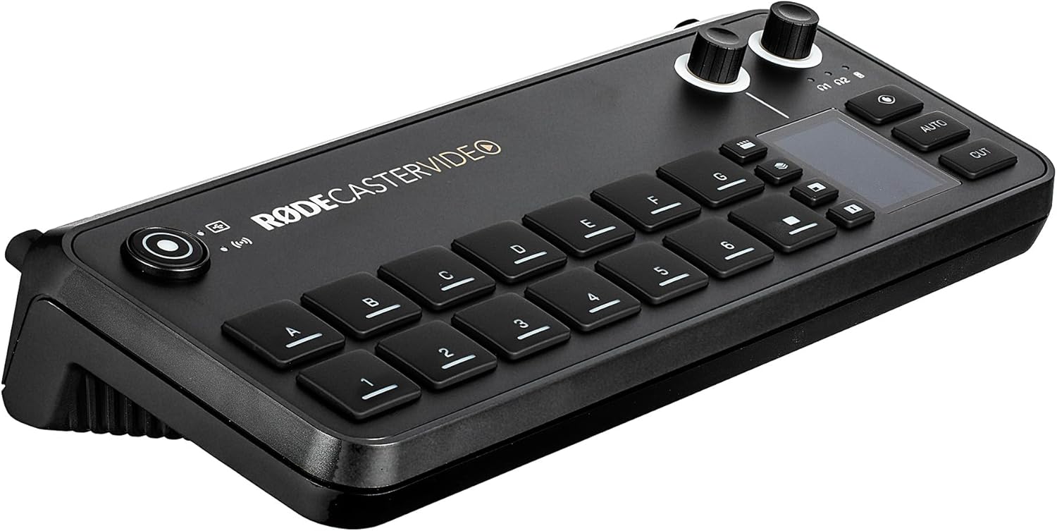 RODECaster Video All-in-One Production Console + 64GB Micro SD Memory Card + Studio Headphones + 2X USB-C + 1/4 TRS + Cable Management Ties + 2X Video Cables + 10 Foot XLR + More (Bundle)