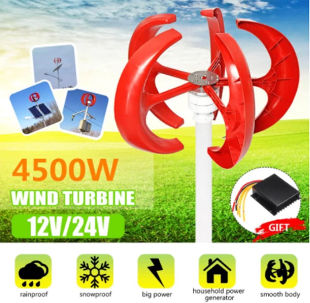 4500W 5 Blades 12V 24V Vertical Axis Wind Turbines Generator Lantern Motor Kit Electromagnetic for Home Hybrids Streetlight Use