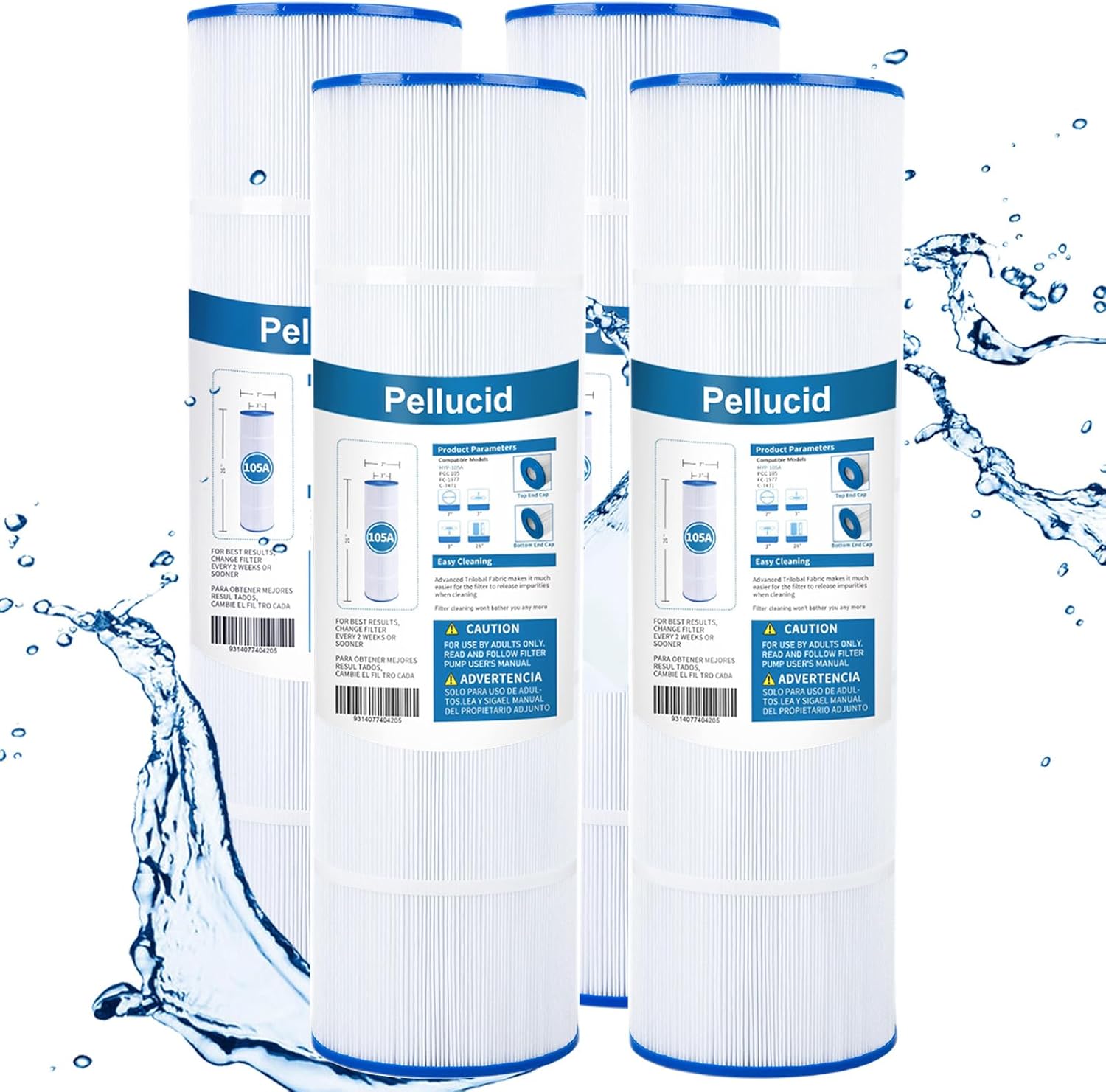 CCP420 Pool Filter Compatible with Pentair Clean and Clear Plus 420, Pleatco PCC105-PAK4, Pentair 178584, Ultral-A6, Unicel C-7471, R173576, 817-0106, Filbur FC-1977, 4 X 105 sq.ft. 4 Pack