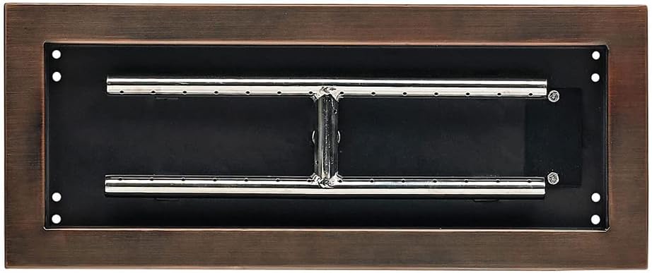 American Fire Glass Match Light Fire Pit Kit with Oil Rubbed Bronze Rectangular Bowl Pan (OB-AFPPMKIT-N-18), 18x6 Inch, Natural Gas (NG)