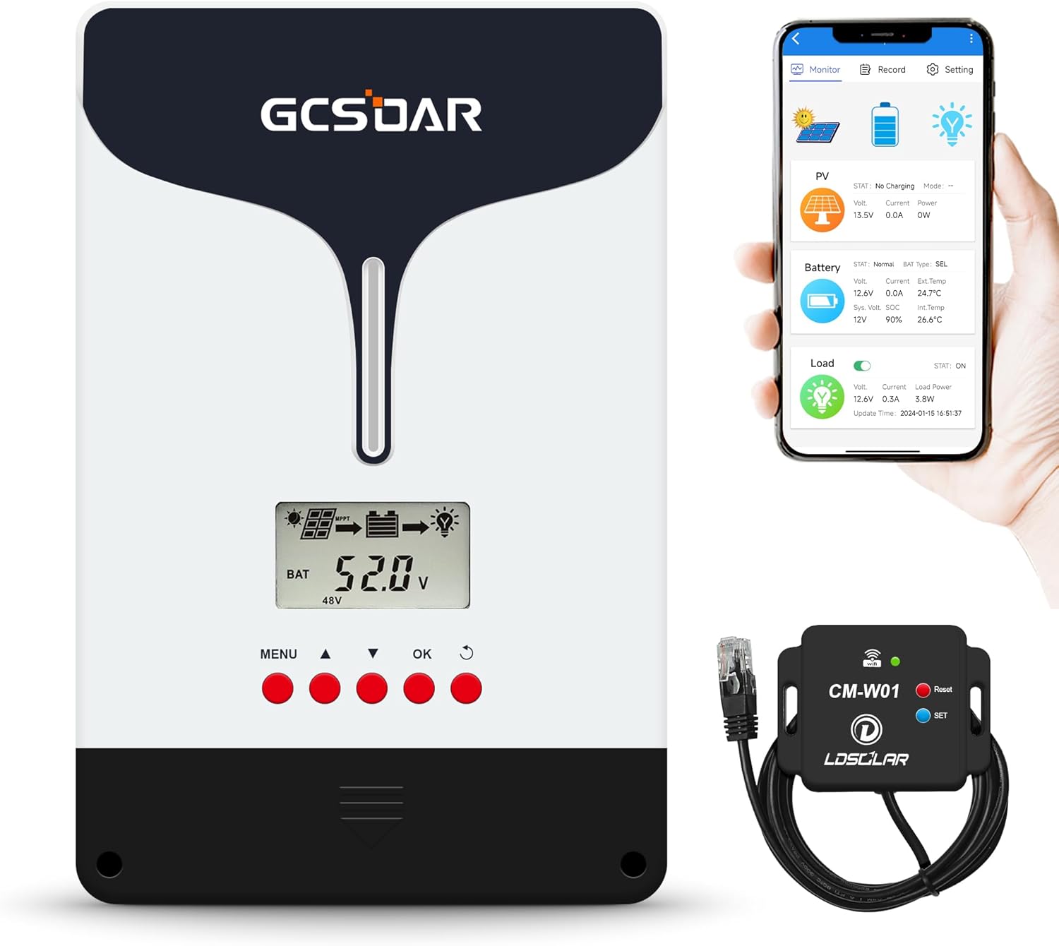 MPPT Solar Charge Controller 100A 12V 24V 48V Auto Max PV 250V Common Negative Grounding with WiFi Adapter APP Monitor Solar Panel Regulator Generator for Multitype Battery LiFePO4