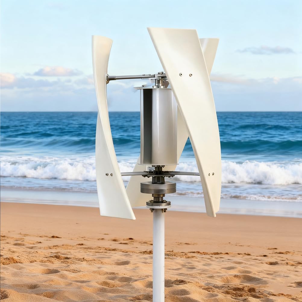 4000W No Noise 12V-220V Vertical Wind Turbine,3 Blades Waterproof Industrial Wind Turbine Kit, with MPPT Controller for Boats, Camping & Off-Grid Energy