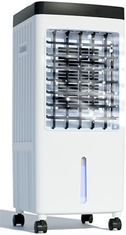 3-IN-1 Evaporative Air Cooler & Humidifier Fan, Energy Efficient Swamp Cooler with Remote, 3 Speeds, Timer - Indoor/Outdoor Cooling for Home, Room, Office, Low Energy AC Alternative