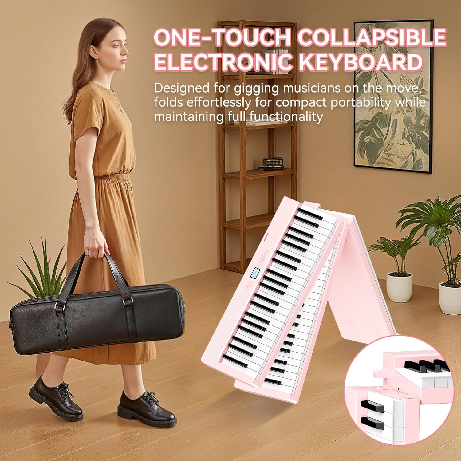 Piano Keyboard 88 Keys Foldable: Folding Digital Piano Portable with 88 key Weighted Keys TERENCE Bluetooth MIDI APP Learning & Carrying Case for Adults Beginners